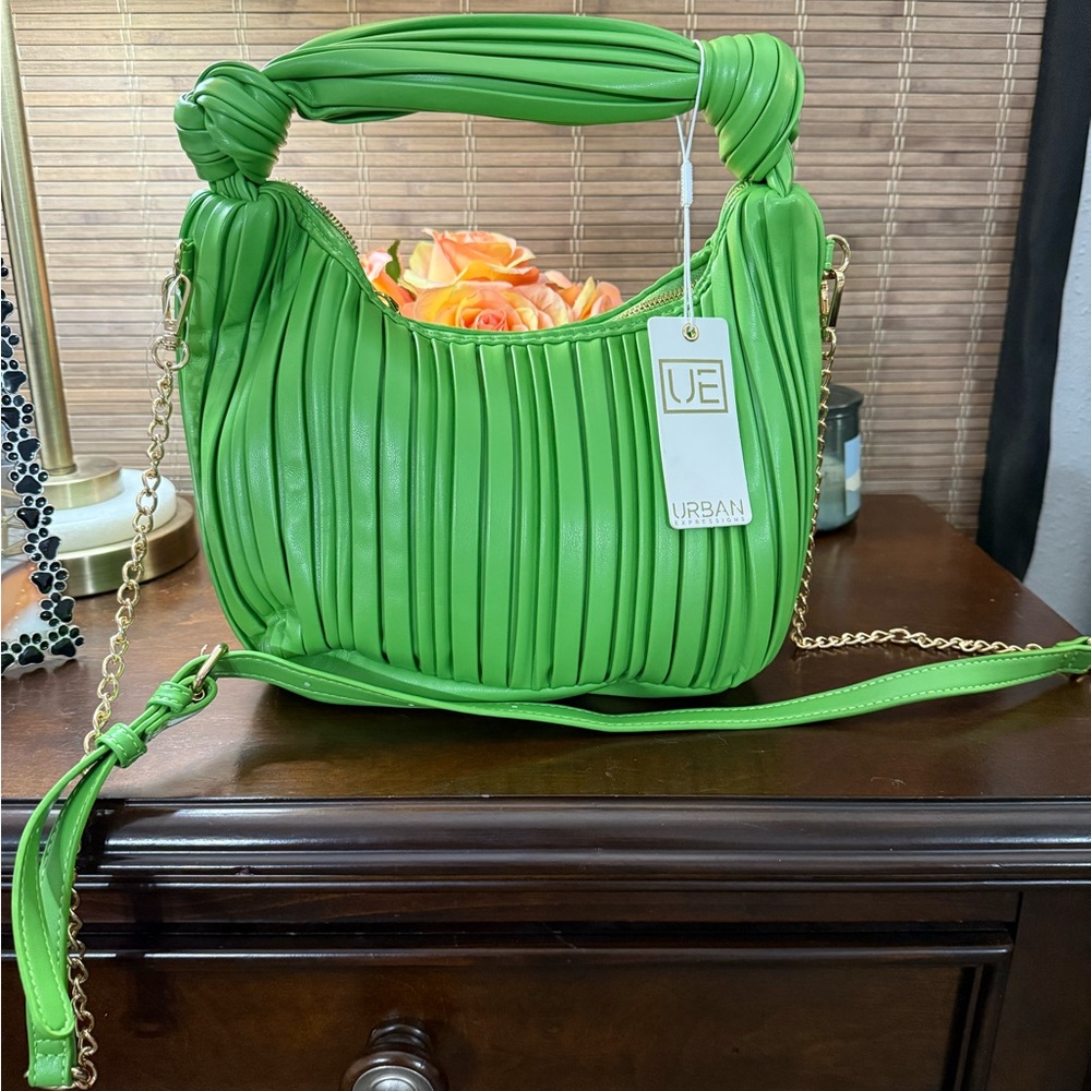 Urban Expressions Green Pleated Shoulder Bag
